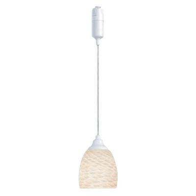 White Lattice-Swirl Glass Track Lighting Pendant with Direct-Wire Canopy
