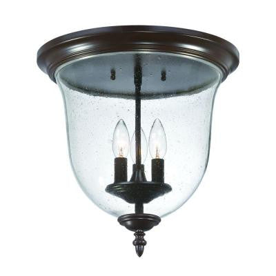 Belle Collection Ceiling-Mount 3-Light Outdoor Architectural Bronze Light Fixture