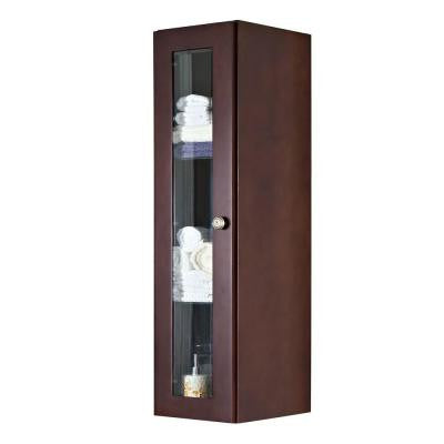 11.75-in. W x 47.75-in. H Transitional Cherry Wood-Veneer Wall Curio In Coffee