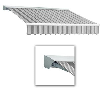 8 ft. LX-Destin with Hood Left Motor/Remote Retractable Acrylic Awning (84 in. Projection) in Gun/Gray