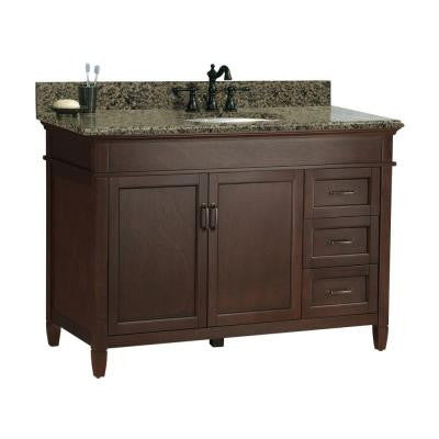 Ashburn 49 in. W x 22 in. D Vanity in Mahogany with Granite Vanity Top in Quadro with White Basin