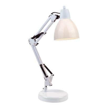 Designer Collection 21.25 in. White Desk Lamp with White Acrylic Shade