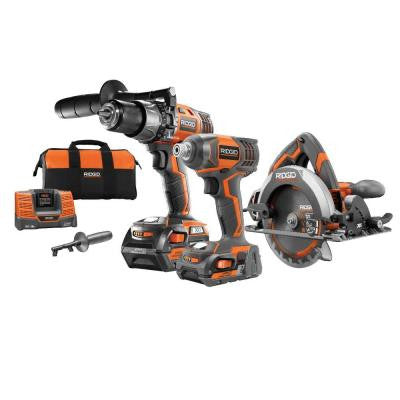 18-Volt Lithium-Ion Cordless Hammer Drill/Impact/Circular Combo Kit (3-Tool)