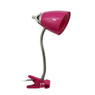 Flossy 14.8 in. Pink Flexible Gooseneck Clip Light Desk Lamp