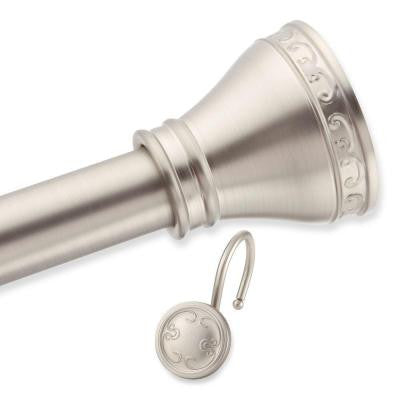 Touch Up Decorative Shower Rod and Hooks Set in Brush Nickel