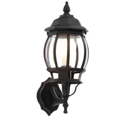 1-Light Black Outdoor Small Wall Lantern