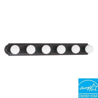 6-Light Mahogany Bronze Fluorescent Wall Vanity Light