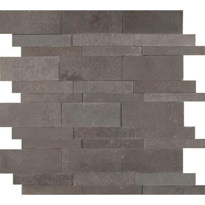 Neptune 3D 12 in. x 12 in. x 10 mm Honed Basalt Mesh-Mounted Mosaic Tile (10 sq. ft. / case)