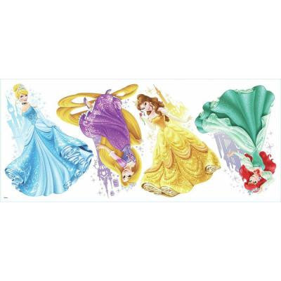2.5 in. x 21 in. Disney Princesses and Castles Peel and Stick Giant Wall Decal (4-Piece)