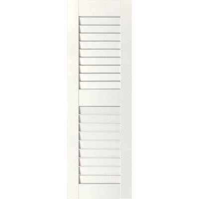 18 in. x 33 in. Exterior Real Wood Sapele Mahogany Louvered Shutters Pair White