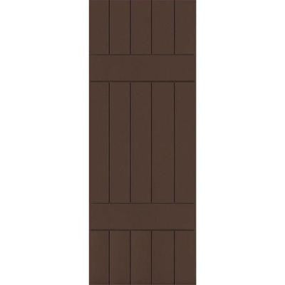 18 in. x 31 in. Exterior Composite Wood Board and Batten Shutters Pair Tudor Brown