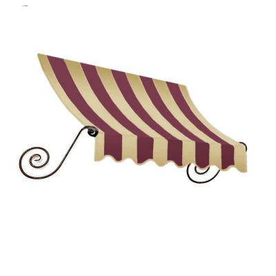 3 ft. Charleston Window Awning (44 in. H x 24 in. D) in Burgundy/Tan Stripe