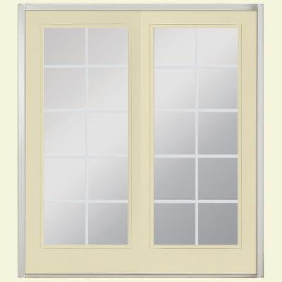 72 in. x 80 in. Golden Haystack Prehung Left-Hand Inswing 10 Lite Fiberglass Patio Door with No Brickmold