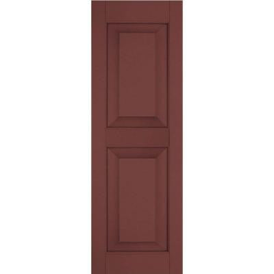 18 in. x 47 in. Exterior Real Wood Western Red Cedar Raised Panel Shutters Pair Cottage Red