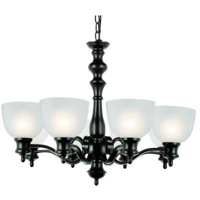 Cabernet Collection 8-Light Oiled Bronze Chandelier with White Frosted Shade