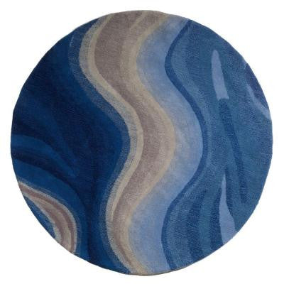 Rush Blue 5 ft. 9 in. Round Area Rug