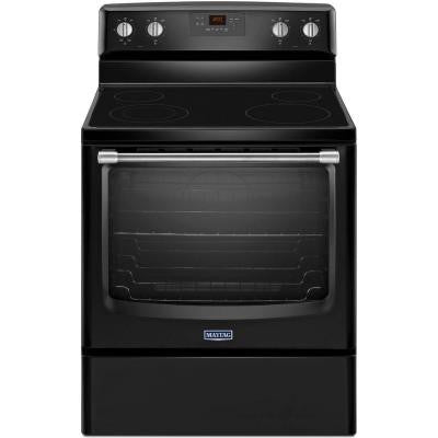 AquaLift 6.2 cu. ft. Electric Range with Self-Cleaning Oven in Black with Stainless Steel Handle