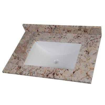 31 in. Stone Effects Vanity Top in Rustic Gold with White Basin