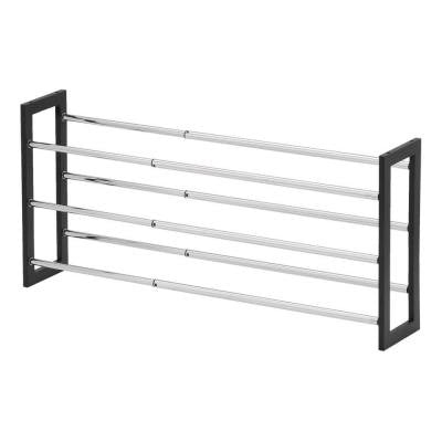 Wood and Chrome Shoe Rack in Espresso