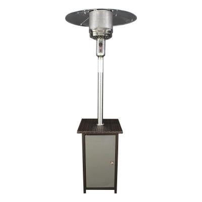 41,000 BTU Stainless Steel Gas Patio Heater with Wicker Stand and Door