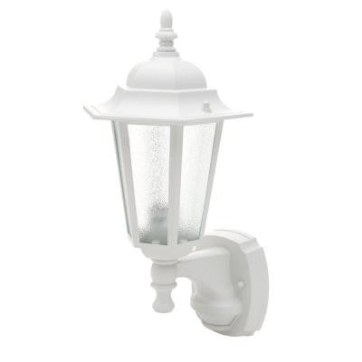 18 in. White Motion Activated Outdoor Die-Cast Coach Lantern