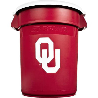 BRUTE NCAA 32 Gal. University of Oklahoma Round Trash Can with Lid