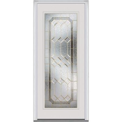 34 in. x 80 in. Majestic Elegance Decorative Glass Full Lite Primed White Steel Prehung Front Door