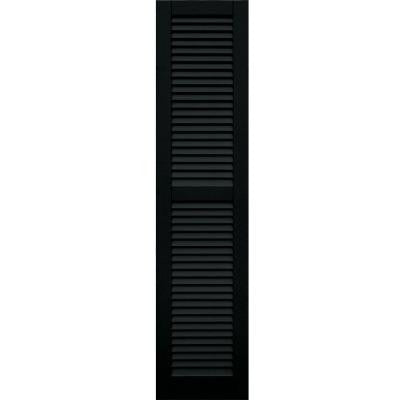 Wood Composite 15 in. x 65 in. Louvered Shutters Pair #653 Charleston Green