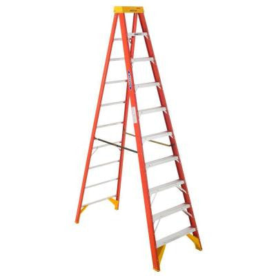 10 ft. Fiberglass Step Ladder with Shelf 300 lb. Load Capacity Type IA Duty Rating