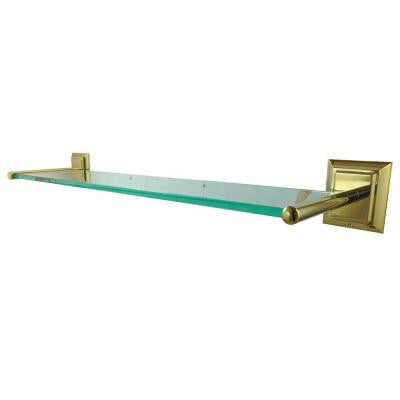 Millennium 20 in. W Glass Bathroom Shelf in Polished Brass