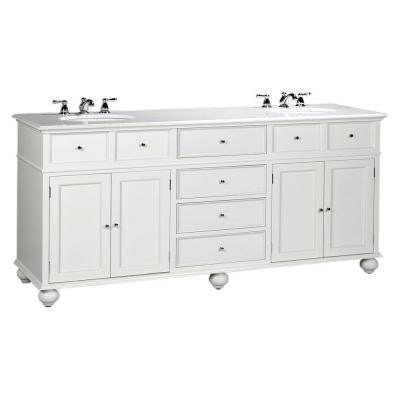 72 in. W x 22 in. D Vanity in White with Marble Vanity Top in White