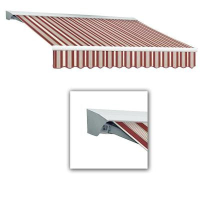 14 ft. LX-Destin with Hood Left Motor/Remote Retractable Acrylic Awning (120 in. Projection) in Burgundy/Gray/White