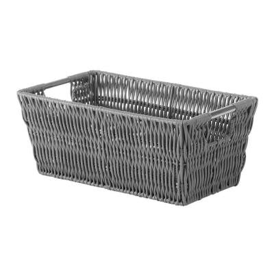 4-Qt. Rattique Small Shelf Storage Tote in Grey