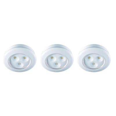 2.99 in. LED White Battery Operated Puck Light (3-Pack)