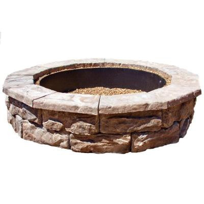 60 in. Concrete Brown Round Fire Pit Kit