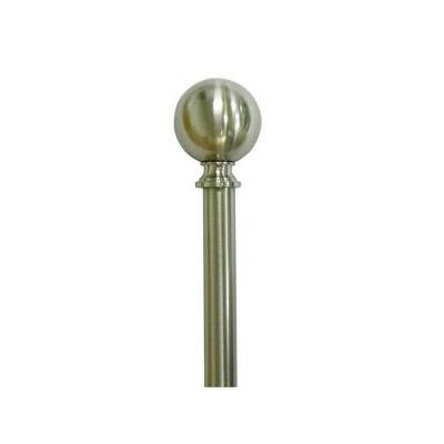 36 in. - 66 in. Telescoping 3/4 in. Sphere Finial Curtain Rod Kit in Brushed Nickel