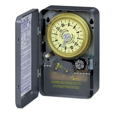 T1970 Series 20-Amp 24-Hour Mechanical Time Switch with Skipper and Indoor Enclosure - Gray