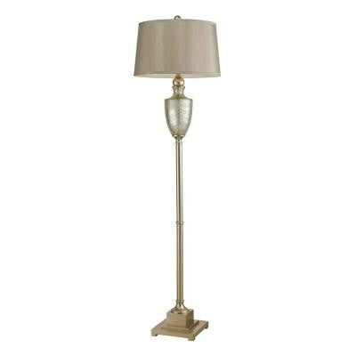Elmira 63 in. Antique Mercury and Silver Floor Lamp with Shade