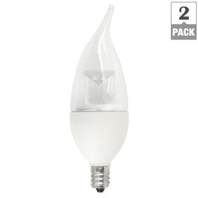 40W Equivalent Soft White Flame Tip Candelabra Deco LED Light Bulb (2-Pack)