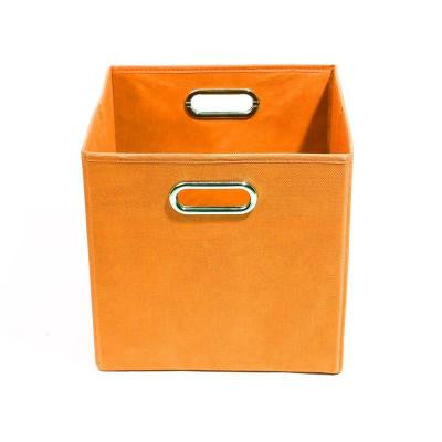 Bold 10.5 in. x 10.5 in. x 10.5 in. Folding Solid Orange Fabric Storage Bin