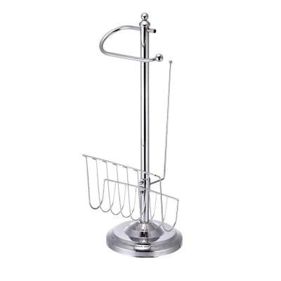 Freestanding Toilet Paper Holder with Magazine Holder in Chrome