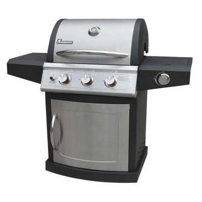 Falcon Series 3-Burner Propane Gas Grill in Black and Stainless Steel