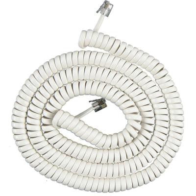 25 ft. Coil Cord Phone Handset - White