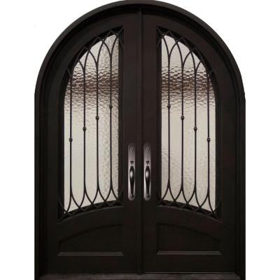 62 in. x 82 in. Concord Classic 3/4 Lite Painted Oil Rubbed Bronze Decorative Wrought Iron Prehung Front Door