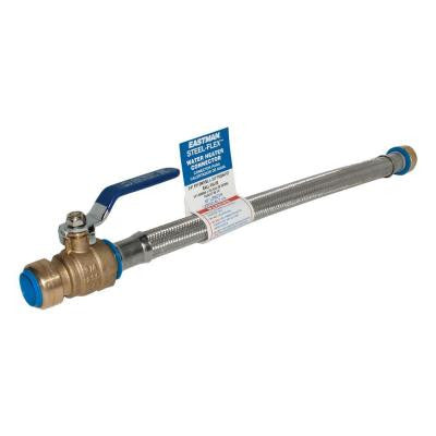 Steel-Flex 18 in. x 3/4 in. FIP Swivel x 3/4 in. Push-Fit Ball Valve Flexible Water Heater Connector