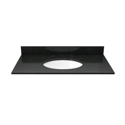 31 in. Granite Vanity Top in Absolute Black with White Basin