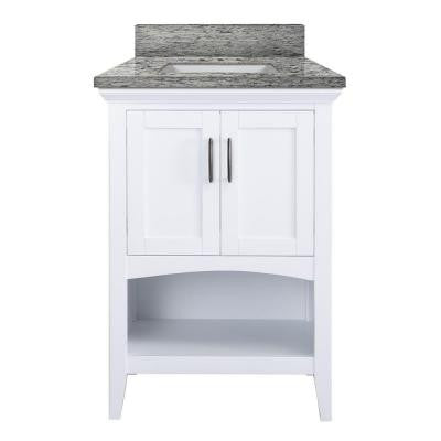 Brattleby 25 in. W x 22 in. D Vanity in White with Granite Vanity Top in Santa Cecilia with White Basin