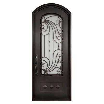 40 in. x 97.5 in. Mara Marea Classic 3/4 Lite Painted Oil Rubbed Bronze Wrought Iron Prehung Front Door