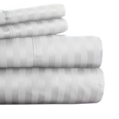 White Sateen 300 Count Cotton King Sheet Set (4-Piece)