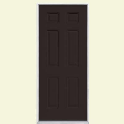 32 in. x 80 in. 6-Panel Painted Steel Prehung Front Door with No Brickmold